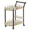 Fabulaxe Wood Serving Bar Cart Tea Trolley with 2 Tier Shelves and Rolling Wheels, Gold, Black and White QI003776.WT - alternate 5